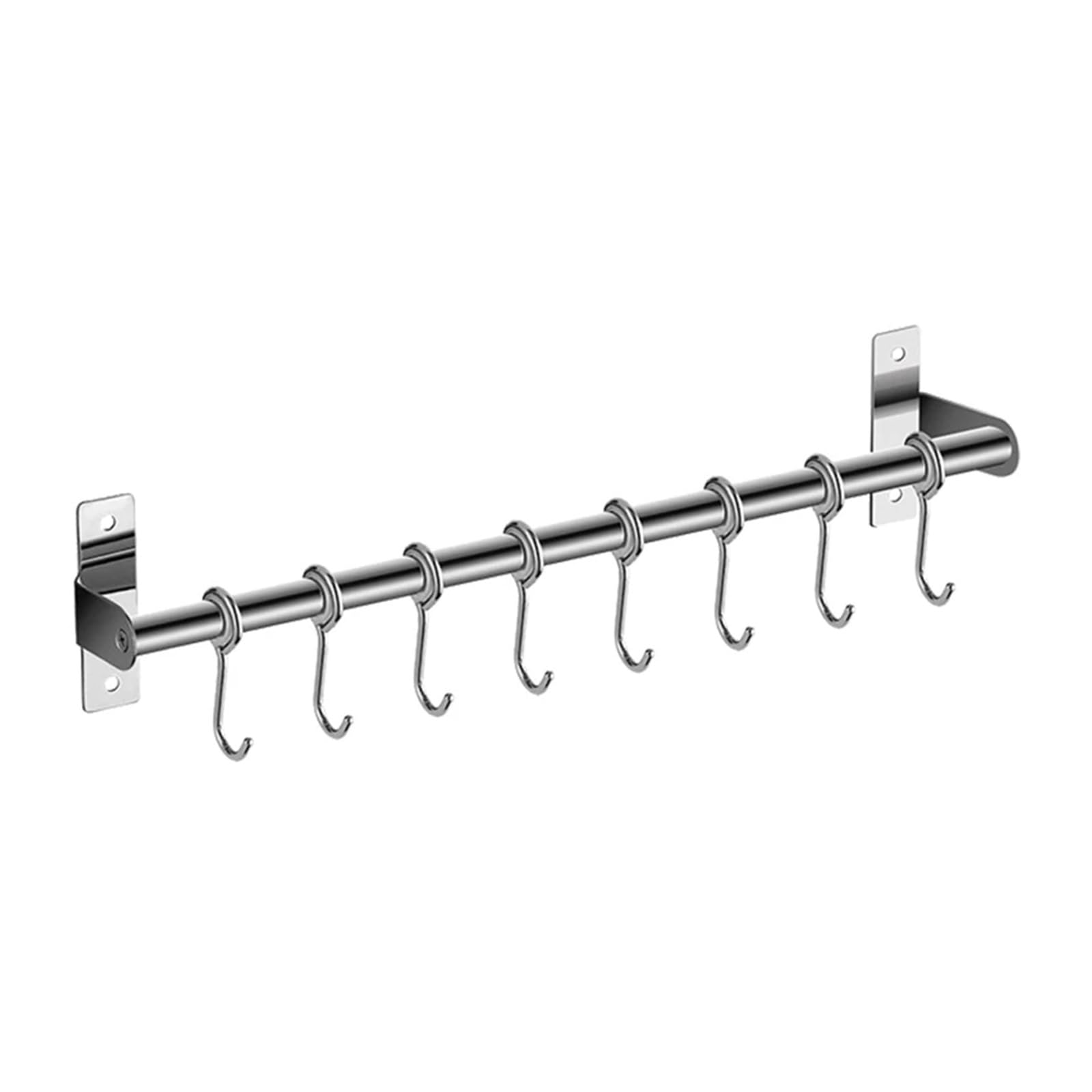 SparklWLeaf Wall-Mounted Kitchen Rails Wall Mounted Utensil Rack Hanging Kitchen Rail with 6/8/10 Removable Hooks Hanger Organizer(40cm 8 Hooks)