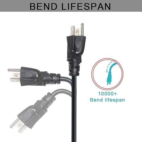 Miniatura 7 de KUNCAN Cable de alimentación universal para computadora, 6 pies5.9 ft, NEMA 5-15P, enchufe plano a IEC 60320 C13, conector tipo ángulo izquierdo,
