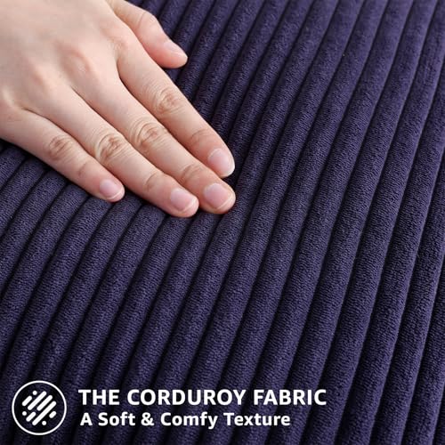 Image of Mecatny Corduroy Decorative Throw Pillow Covers 24x24 Set of 2 for Sofa Living Room, Soft Neutral Boho Couch Pillow Covers for Home Decor, Dusty Purple