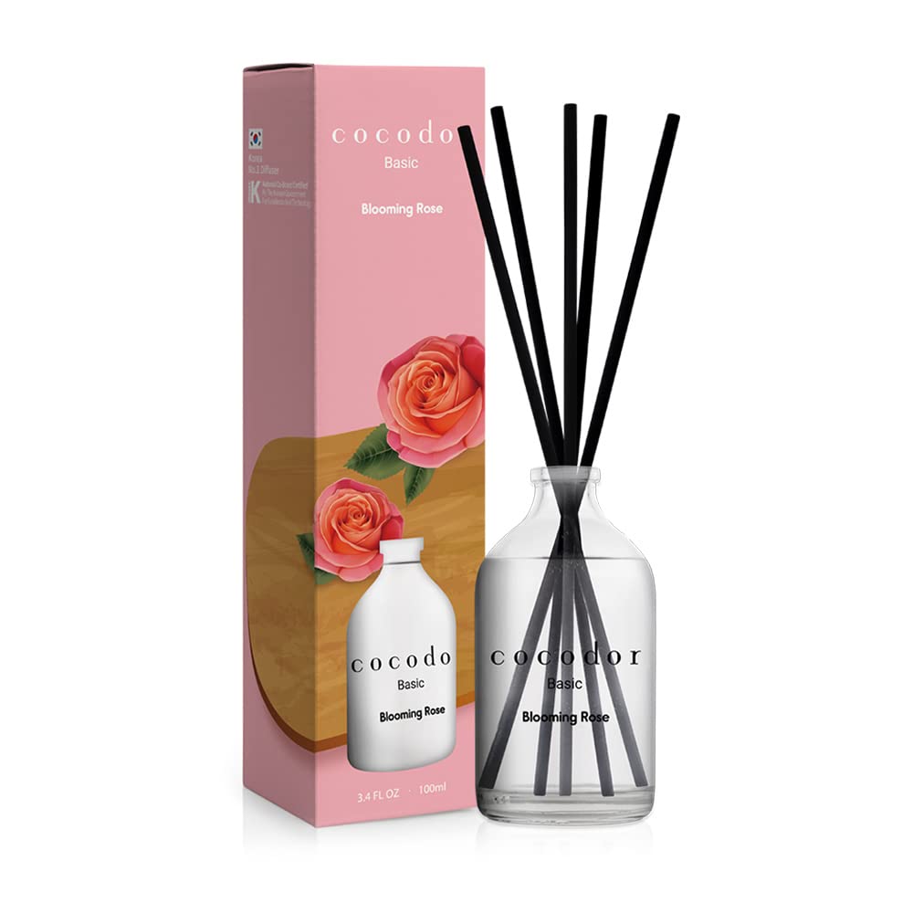 COCODOR Basic Reed Diffuser - Blooming Rose, 100ml, Home & Office Decor, Fragrance Gift