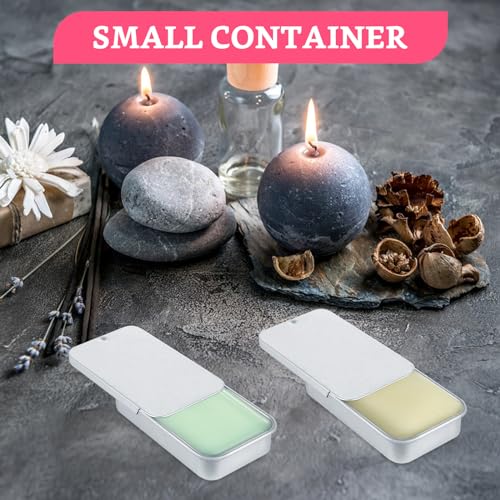 Image of DAJAVE 100 Pack Mini Metal Tin Containers, 0.5 oz Rectangle Metal Tin Box with Slide Lids for Lip Balm, Jewelry, Crafts, Pills (Silver)