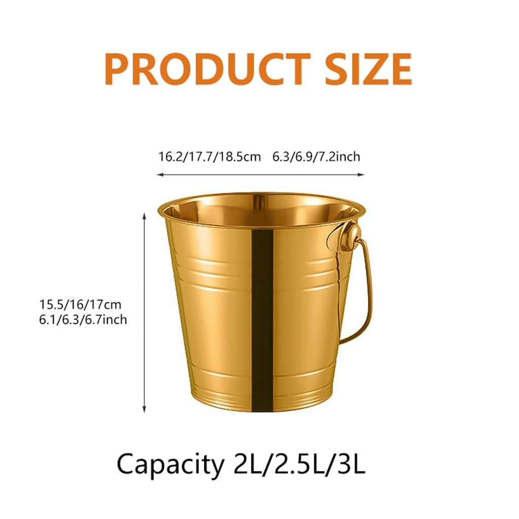 Cubo de hielo, cubo for enfriar bebidas, paquete de 2, cubo de hielo grueso de 3 litros con asas fáciles de transportar, cubo de hielo for cerveza, vino, champán, barra de casa, soporte for hielo(Gold