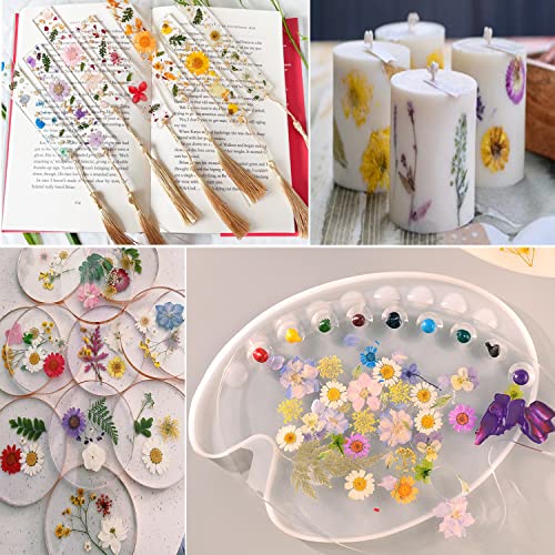 Image of 122PCS Large Nature Dried Pressed Flowers for Resin Mold, Real Dry Pressing Floral with Butterfly Transparent Stickers Set for DIY Jewelry Making Nail Card Scrapbook Art Craft Love Parade