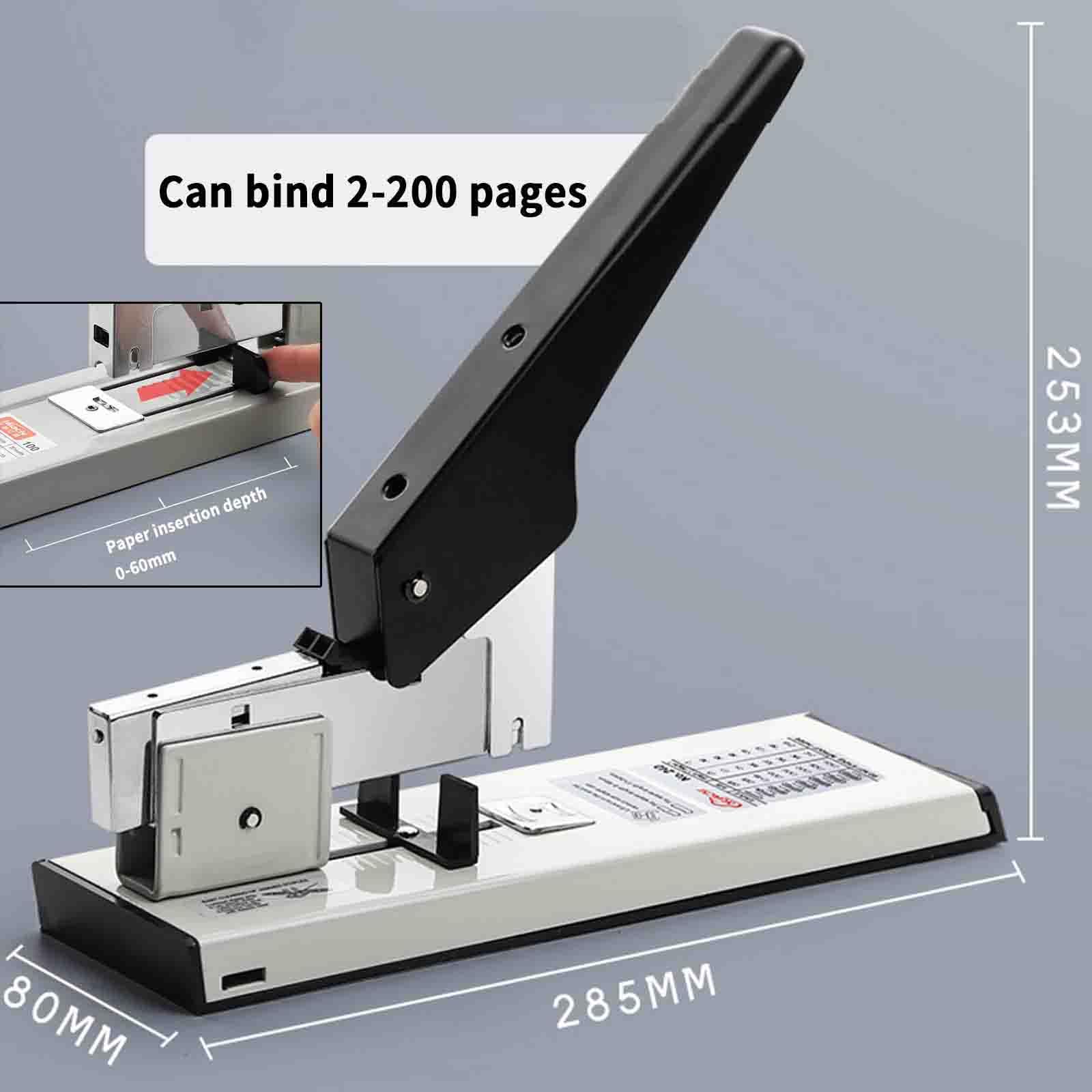 Tacker Büro Hefter Heftgerät Kann 200 Seiten Binden Multifunktion Bequemer Griff Sparen Sie Aufwand Büronutzung Student Rutschfest (black,285x80x253mm)