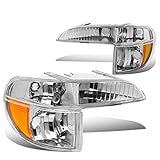 Auto Dynasty Pair Chrome Housing Amber Corner Bumper Light Lamp Compatible with Ford Explorer 95-01 / Mercury Mountaineer 1997
