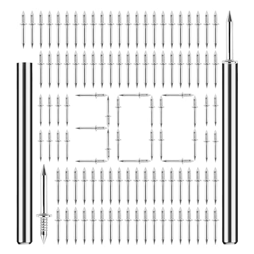 300 Clavos de Acabado de Cabeza Doble con Herramienta de Manguito para Instalación, Clavos Ocultos para Zócalos, Molduras, Acabados de Madera, Sujetadores Invisibles para Instalación de Zócalos miniatura 1