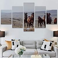 SIGNWIN 5 Panel Canvas Wall Art Animals Expressionism Group Modern Artwork for Home Decorations Ready to Hang - 60