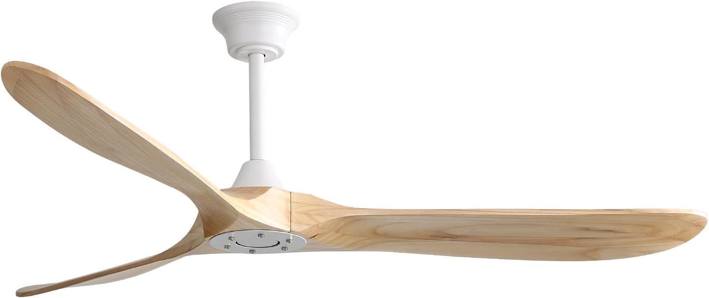 60 Inch Indoor Modern Ceiling Fan with 3 Color Dimmable 6 Speed Remote Control 3 Solid Wood Blade for Living Room