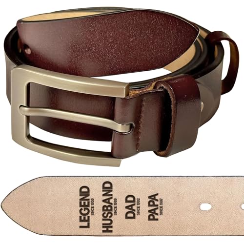 Personalized Dad Belt Legend Husband Dad Papa - Custom Fist Bump Engraved Leather 2 Sided Belts, Customized Handmade Belt, Gift For Husband on Father's Day, Fathers Day Gift From Wife