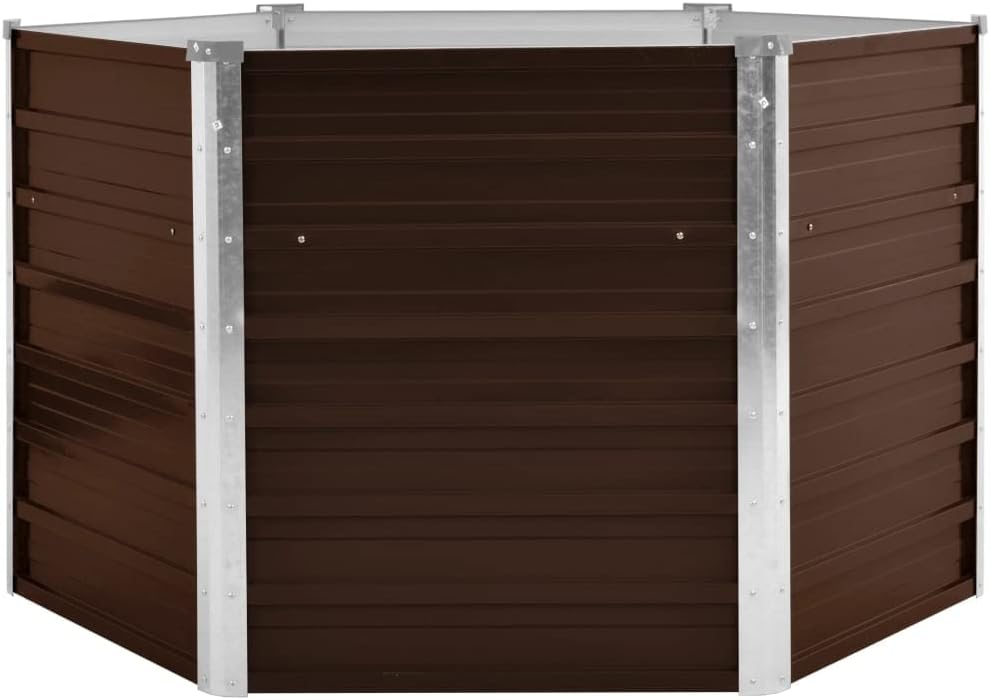 Garden Raised Bed,Herb Garden Planter Outdoor,Garden centerpieces,Open Bottom,Hexagonal Shape, for Plants, Flowers and Vegetables, Brown 50.8"x50.8"x30.3" Galvanized Steel