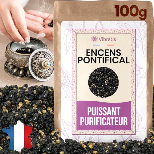 VIBRATIS Encens d'Église Pontifical en Grains 100gr Qualité A++, Purification et Protection, Élève Le Niveau Vibratoire, Favorise la Connexion Spirituelle