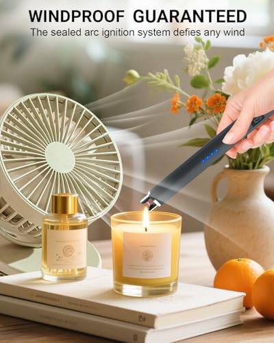 FUKKUDA Electric Arc Candle Lighter with Safety Switch - USB Rechargeable, Windproof & Flameless for Romantic Evenings, Valentine's Day Gift & Stocking Stuffer (Obsidian Black) - Image 3