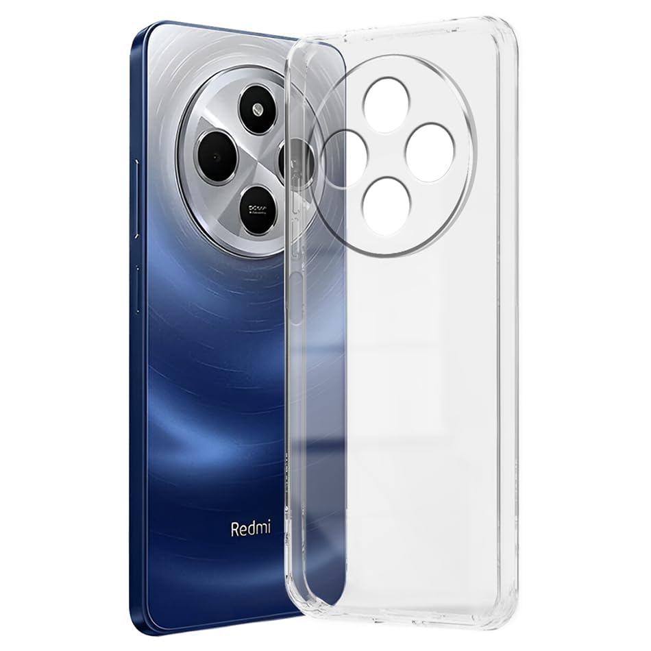 Image of Fashionury Crystal Clear Case for Redmi A4 5G / Poco C75 5G / Redmi 14C 5G / Poco M7 5G | Yellowing Resistance | Transparent TPU Silicone | Raised Camera Lips | Slim Transparent Cover
