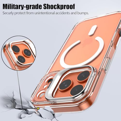 Image of keeshar Clearshield Magpro with stand iPhone 17 Pro Max Hybrid PC & TPU Shockproof Design 360 Degree Protection Crystal Clear Case AntiScratch Armor Cover MagSafe Compatible Strong Magnetic Adsorption