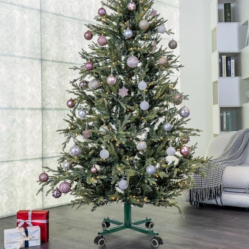 Blissun Christmas Tree Stand Base with Wheels, Movable Christmas Fake Tree Holder, Fits up to 7.5 FT Artificial Trees, Plant Caddy with Wheels, Plant Taxi, Plant Dolly Cart After Christmas (Green)