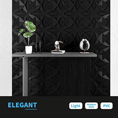 Image of Art3d Floral Decorative PVC Ceiling Tiles, 24 x 24 in, 12-Pack, Black