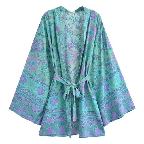Robe kimono de plage bohème aérienne à col V profond et coupe ample - 6