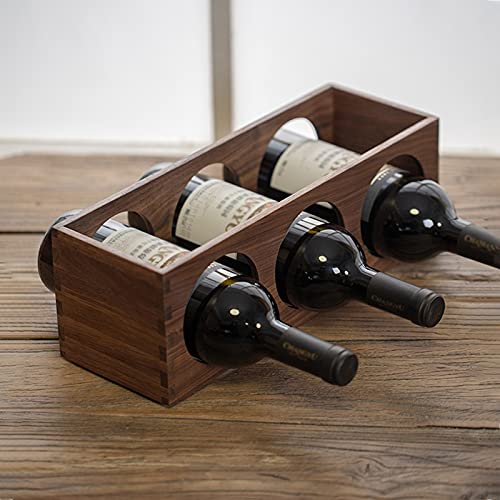 Soporte para 3 botellas de vino de madera nogal miniatura 6