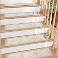 Tiveney Stair Treads Non Slip 15PCS 8"x30" Stair Runner, Rubber Backing Carpet Stair Treads for Wooden Steps, Washable Safety Carpet for Stairs Khaki Indoor Staircase Step Treads for Kids Elder Dogs