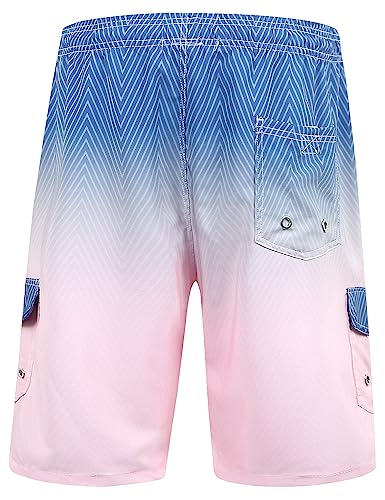 Eletop Men's Swim Trunks 9" Quick Dry Bathing Suit Big Tall Swimming Board Shorts Mesh Lining Beach Shorts Cargo Blue K249 L #TOP1