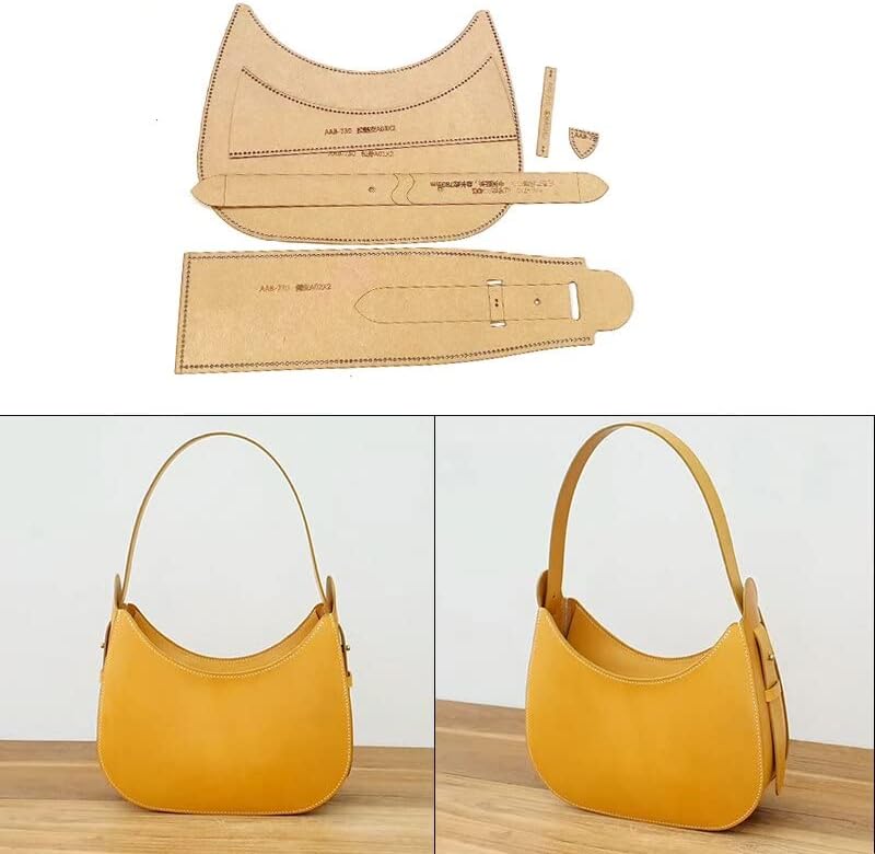 1Set Leather Handmade Pattern Hand Fashion Underarm Shoulder bag Kraft Paper Leather Template DIY Craf 25x20cm - (Color: Kraft paper AAB-730)