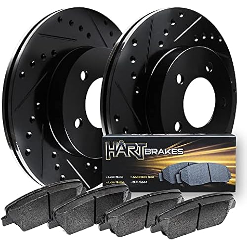 Hart Brakes Front Brakes and Rotors Kit |Front Brake Pads| Brake Rotors and Pads| Heavy Duty Brake Pads and Rotors - BHCF.66079.04