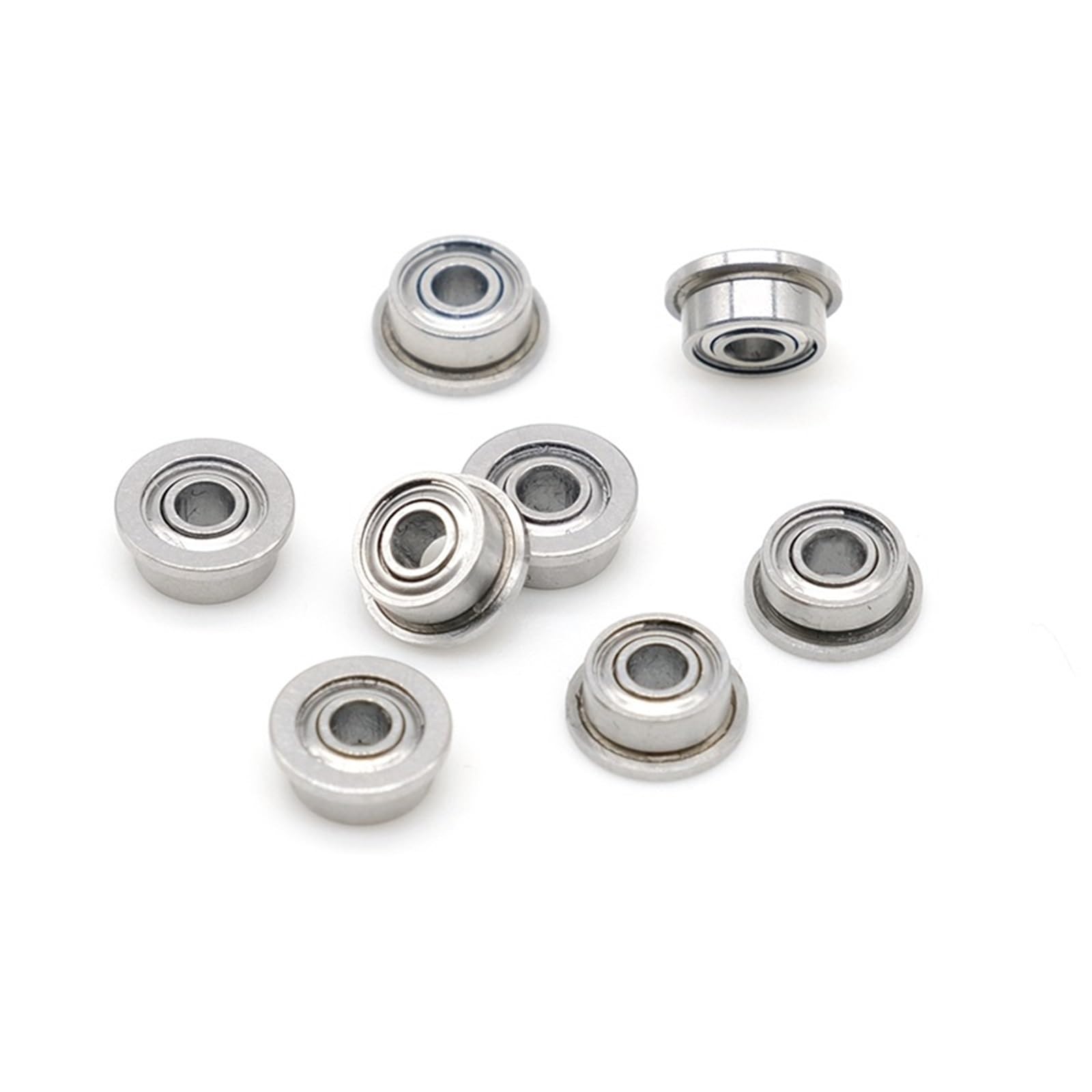 Rodamientos de bolas con brida FR144ZZ de 1/8" x 1/4" x 7/64" con doble blindaje metálico, 3,175 x 6,35 x 2,779 mm, 10 unidades