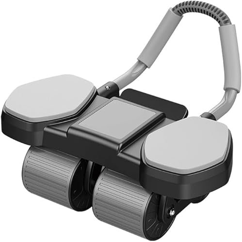 Rodillo Ab de 3 ruedas con mango flexible, equipo de ejercicio básico, negro y gris
