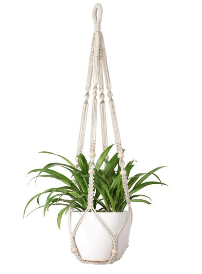 The Top Knott Macrame Cotton Plant Hanger Without Pot Ceiling Rope Flower Pot Holder for Indoor Outdoor Balcony Garden Home Decor Flower Planter (White) (B0BNBFFXMY) Amazon Price History, Amazon Price Tracker