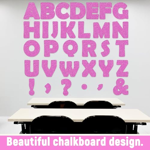 Image of Qyeahkj 150 PCS Large 6 inch Font Letters and Punctuation Set Glitter Pink Classroom Alphabet Cutout for Bulletin Board Display Home School A Great Helper to Inspire Students' Learning Interest