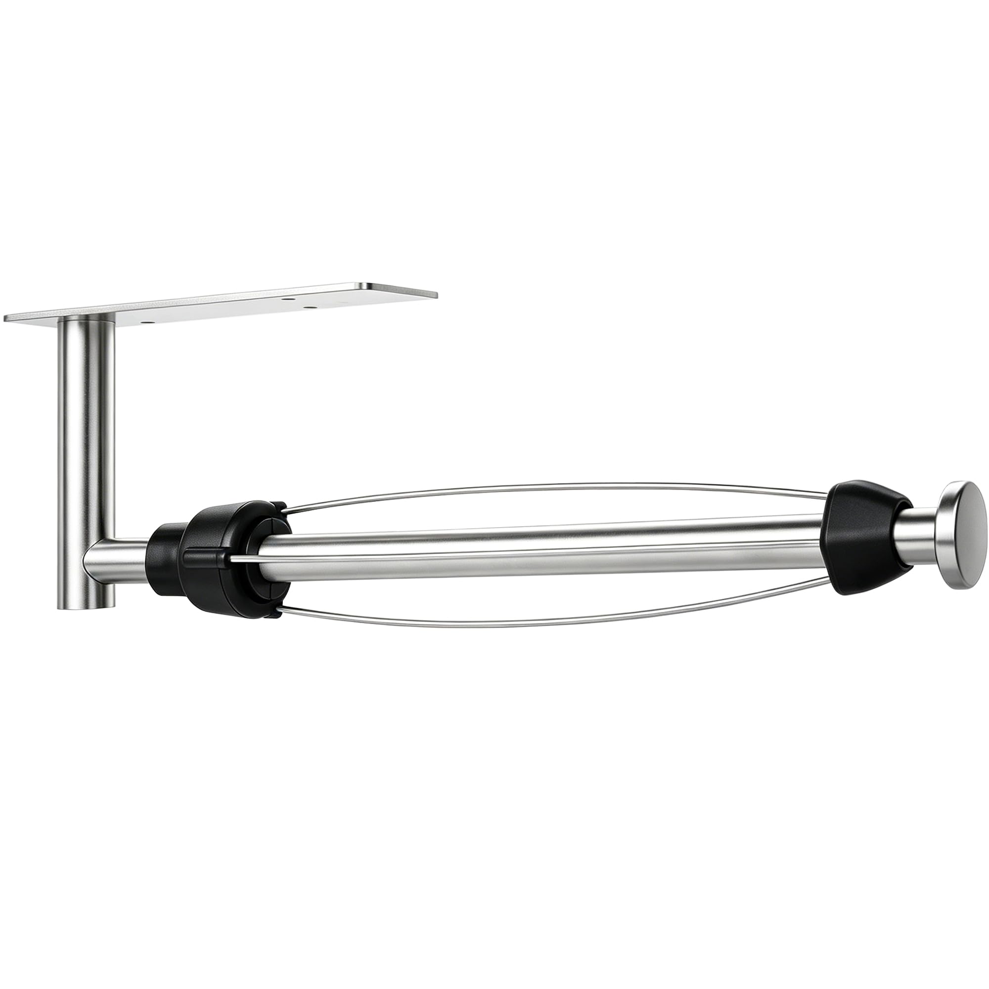 Paper Towel Holder Under Cabinet, Single Hand Operable Paper Towel Roll Holder with Damping Effect, Self-Adhesive or Drilled Stainless Steel Paper Towel Holder for Kitchen Bathroom RV