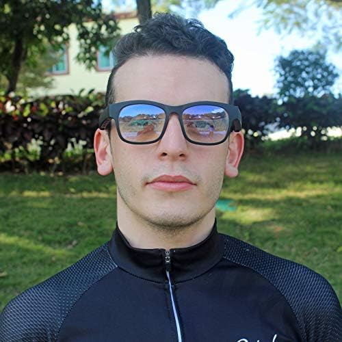 Smart Audio Sunglasses Polarized Lenses UV400 Open Ear Bluetooth Sunglasses Speaker Listen Music Make Phone Calls (Black Frame-Transparnet Lens)