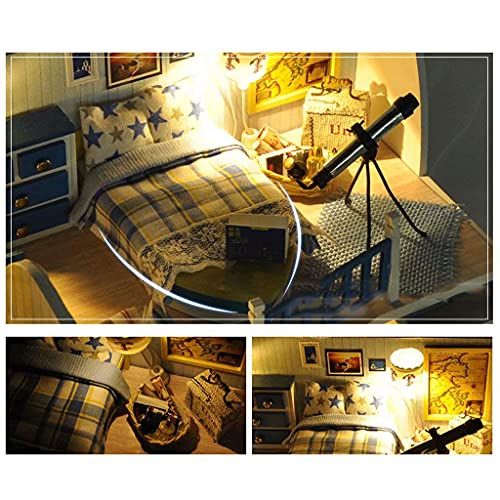 Puppenhaus-Miniatur-3D-Holzwohnungsbausatz, Zusammengebautes Hausmodell Mit Led-Leuchten, Selbst Zusammengebautes… – Bild 4