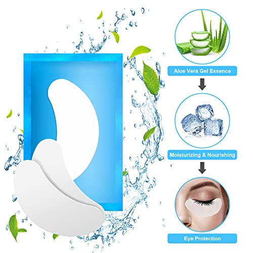 URAQT Eye Gel Pads, 50 works Lint Free Under Eye Gel Pads with 10 Eyelash Brush - Image 3