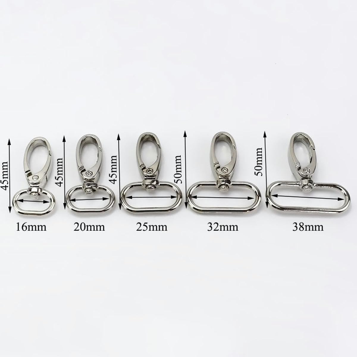 100 piezas 16/20/26/32/38 mm Hebillas de metal Correa para bolso Mosquetón giratorio Langosta Collar con gancho a presión Llavero Accesorios para bolsos DIY-25 mm-Negro