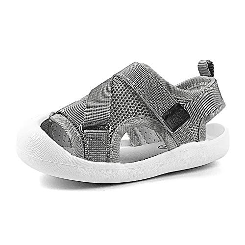 Baby Boys Girls Sports Sandals Lightweight Anti-Slip Rubber Sole Beach Aquatic Water Shoes Summer Toddler First Walking Shoe (5.5 M US Toddler, C-Grey)