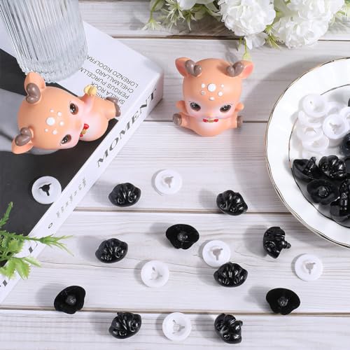 GORGECRAFT 1 Box 30Pcs Large Black Safety Noses Craft Plastic Screw Dog Nose with Washers 23mm Stuffed Animals Doll Noses Crochet Teddy Supplies for Amigurumi Plush Puppy Puppet Doll Making Accessory - Image 4