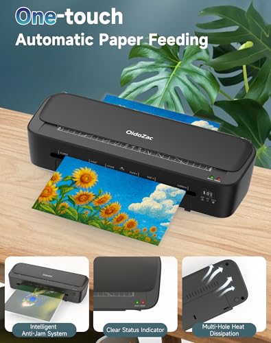 Image of Laminator Machine, 11 in 1 Laminating Never Jam Technology with 36 Laminating Sheets, 9 Inch Thermal Laminator A4 Laminating Machine Hot & Cold Mode for Home Office School Black