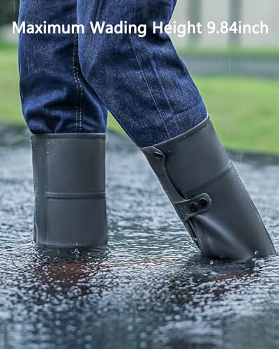 Image of 13 inch Tall Silicone Shoe Cover Waterproof, Double-Breasted Waterproof Layer Shoes Cover for Rainy Season, Anti Slip and Wear-Resistant, Reusable Non-Slip Shoe Rain Cover
