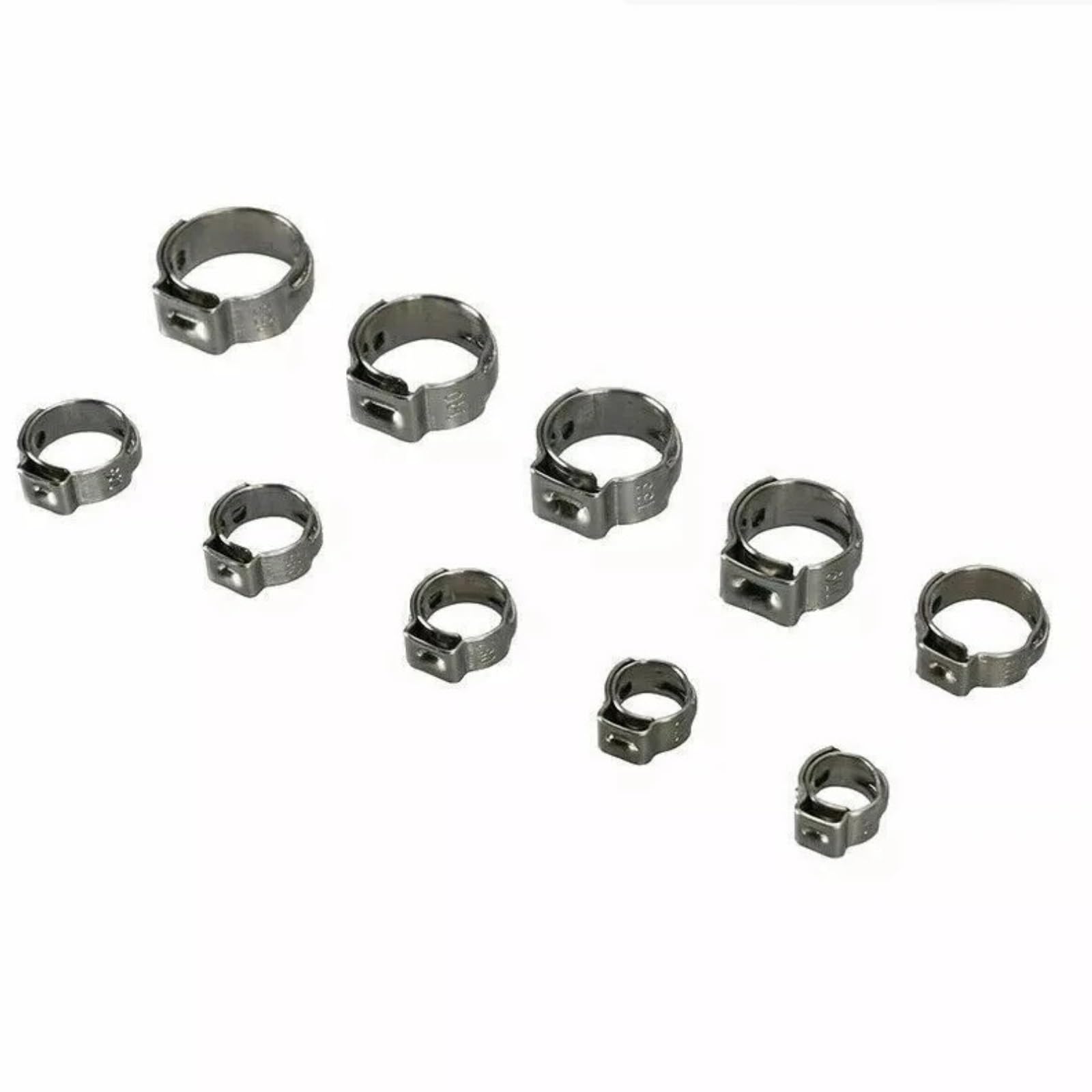 100-teiliges Edelstahl-Einohr-Schlauchschellen-Set (5,3–15,3 mm) for Haushaltsgeräte, Rohre und Kraftstoffleitungen