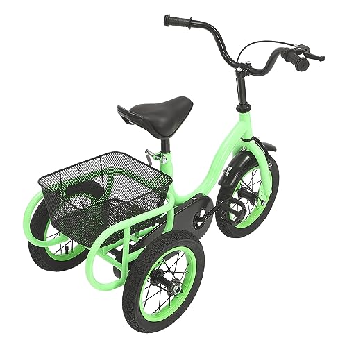 Triciclo infantil de 12 pulgadas, marco estable de acero al carbono, sillín y manillar de altura ajustable, cadena de velocidad única, diseño unisex, para niños de 2 a 5 años, para uso diario y ocio