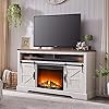 Okd fireplace tv stand for 65 inch tv 33 tall highboy farmhouse entertainment center w 23 electric fireplace rustic media console wsliding barn door for living room antique white  urban country home decor