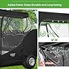 10L0L Deluxe Golf Cart Enclosure for 2 Passengers EZGO TXT RXV with Side Mirror Openings, Waterproof Portable 4-Sided Transparent Windows Golf Buggy Driving Enclosure Cover Black - Roof up to 58" L