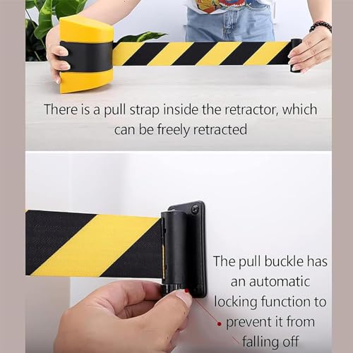 Barrera Magnética De Pared Retráctil con Cinta, 5 M De Longitud, Barrera De Seguridad para Oficinas, Áreas Públicas Y Zonas De Venta De Entradas.