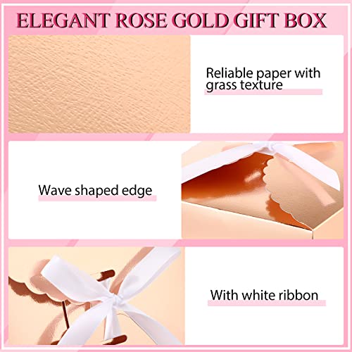 12 Pcs Gift Boxes With Ribbon 8 X 8 X 4 Inch Bridesmaid Proposal Box Present Boxes With Lids Paper Gift Wrap Boxes For Wedding Baby Shower Mother's Day Graduation Birthday Party Favor(Rose Gold) #TOP3