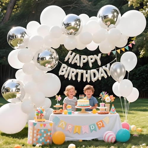 Image of 32Pcs White Big Balloons 18 Inch, Round Large Latex Party Balloons for Birthday Wedding Decorations. (white)