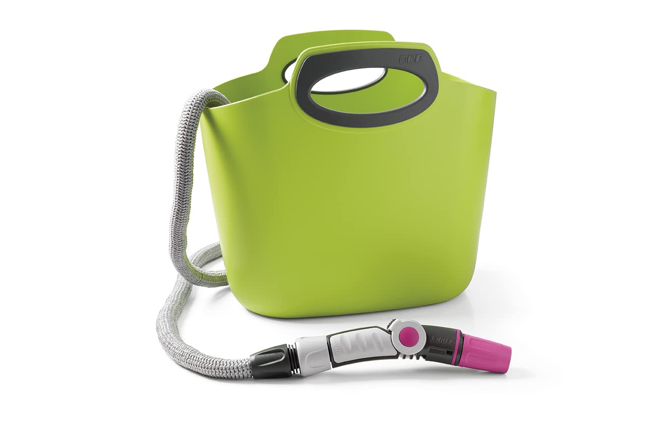 Tuyau extensible Aquapop G.F. SRL de 30 mètres avec sac de transport en plastique vert lime