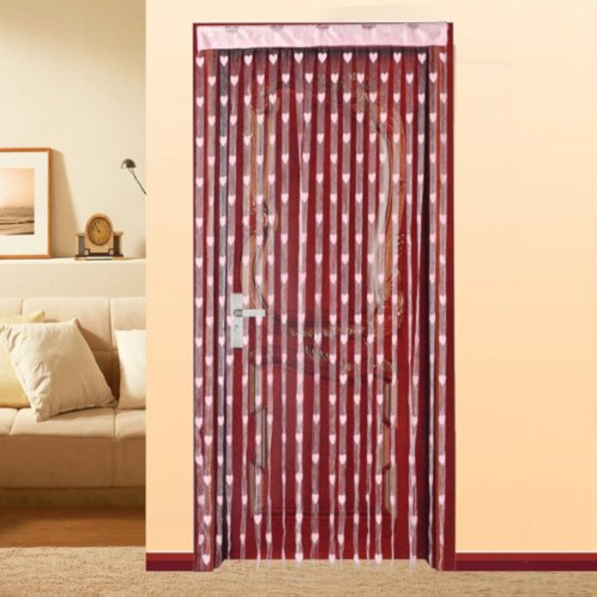 Heart Tassel String Door Curtain, Pink