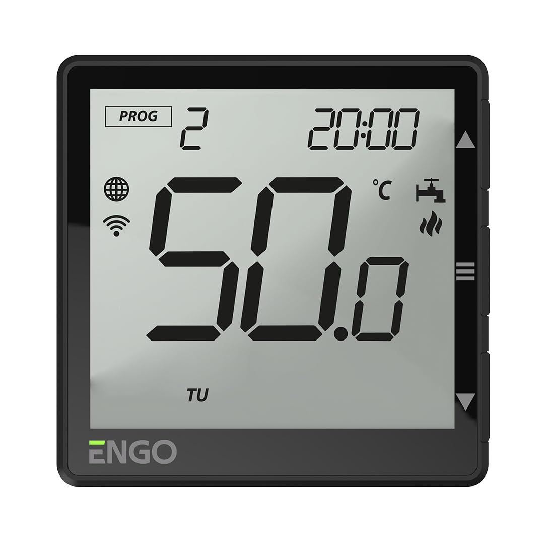 ENGO EHW-B Black Hot Water Timer – Programmable Immersion Heater Timer with Thermostat – Smart WiFi Water Heater Timer & Controller – Energy Saving Programmer for Hot Water Cylinders & Boilers