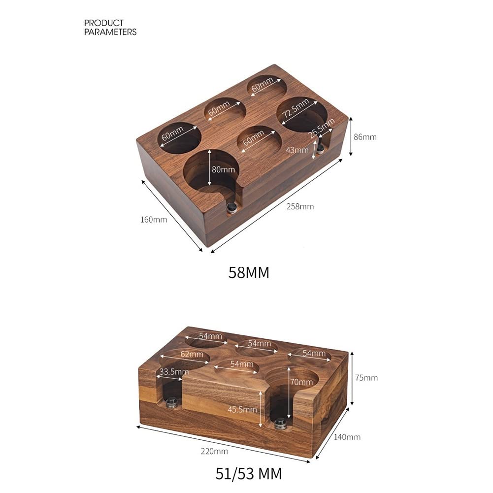 Alfombrilla de madera de nogal de 58 mm para máquina de café expreso, base de soporte para máquina de café